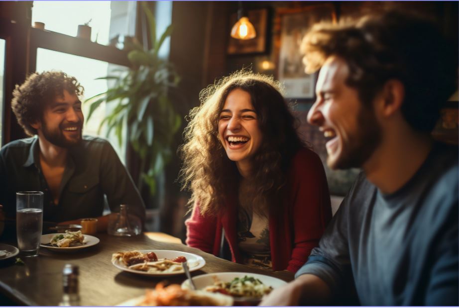 three friends enjoying time together